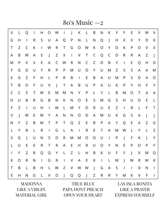 01.1 80s Music Word Search Puzzles Large Print Edition: Icons, Hits & Legends