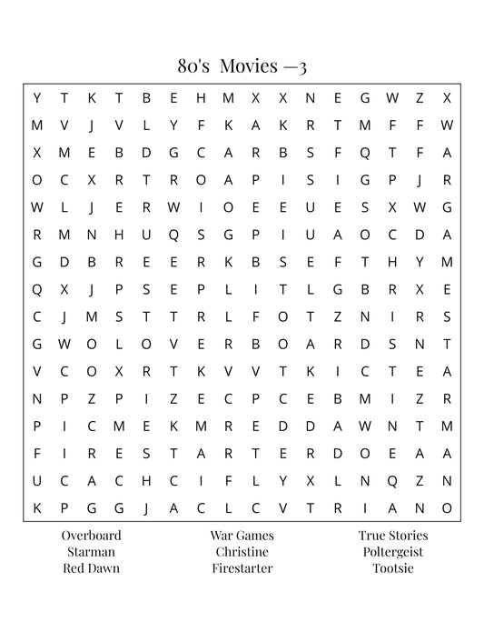 01.4 80s Movies Word Search Puzzles Large Print Edition: Blockbusters & Cult Classics