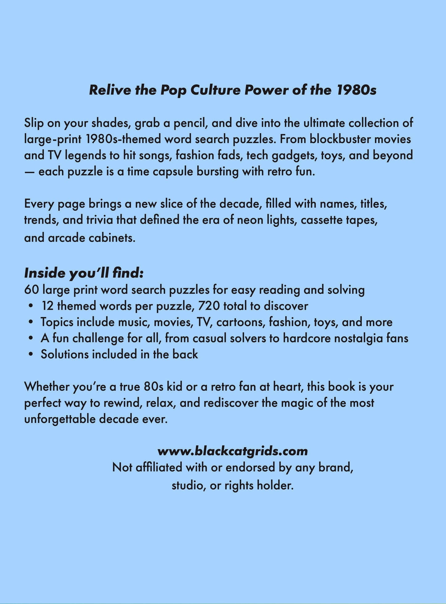 01.3 Word Search Puzzles Large Print Edition: Back to the 80s