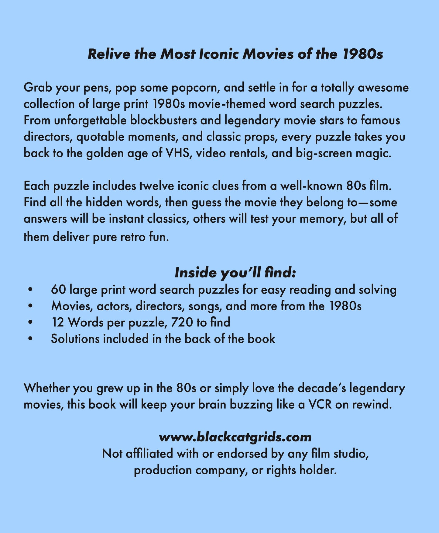 01.4 80s Movies Word Search Puzzles Large Print Edition: Blockbusters & Cult Classics