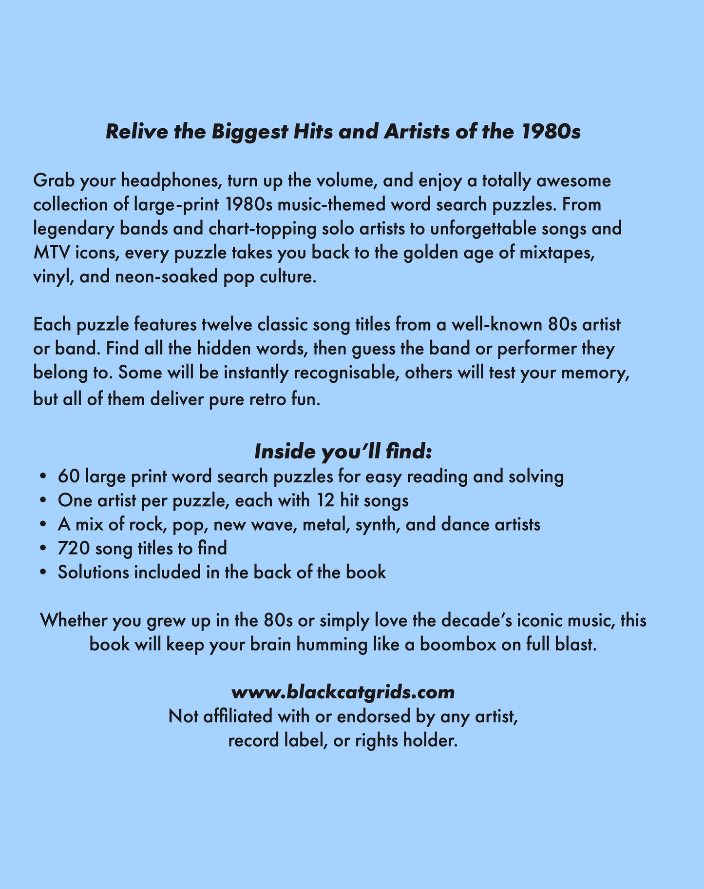 01.1 80s Music Word Search Puzzles Large Print Edition: Icons, Hits & Legends