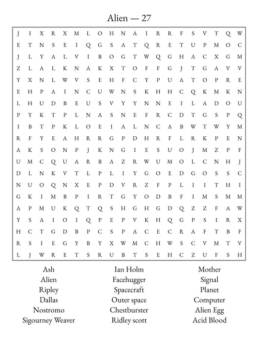 01.9 Horror Movies Word Search