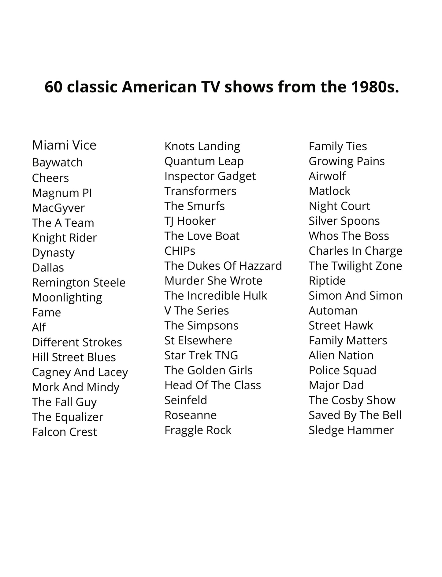 1980s TV Shows Word Search Puzzles Large Print USA Edition