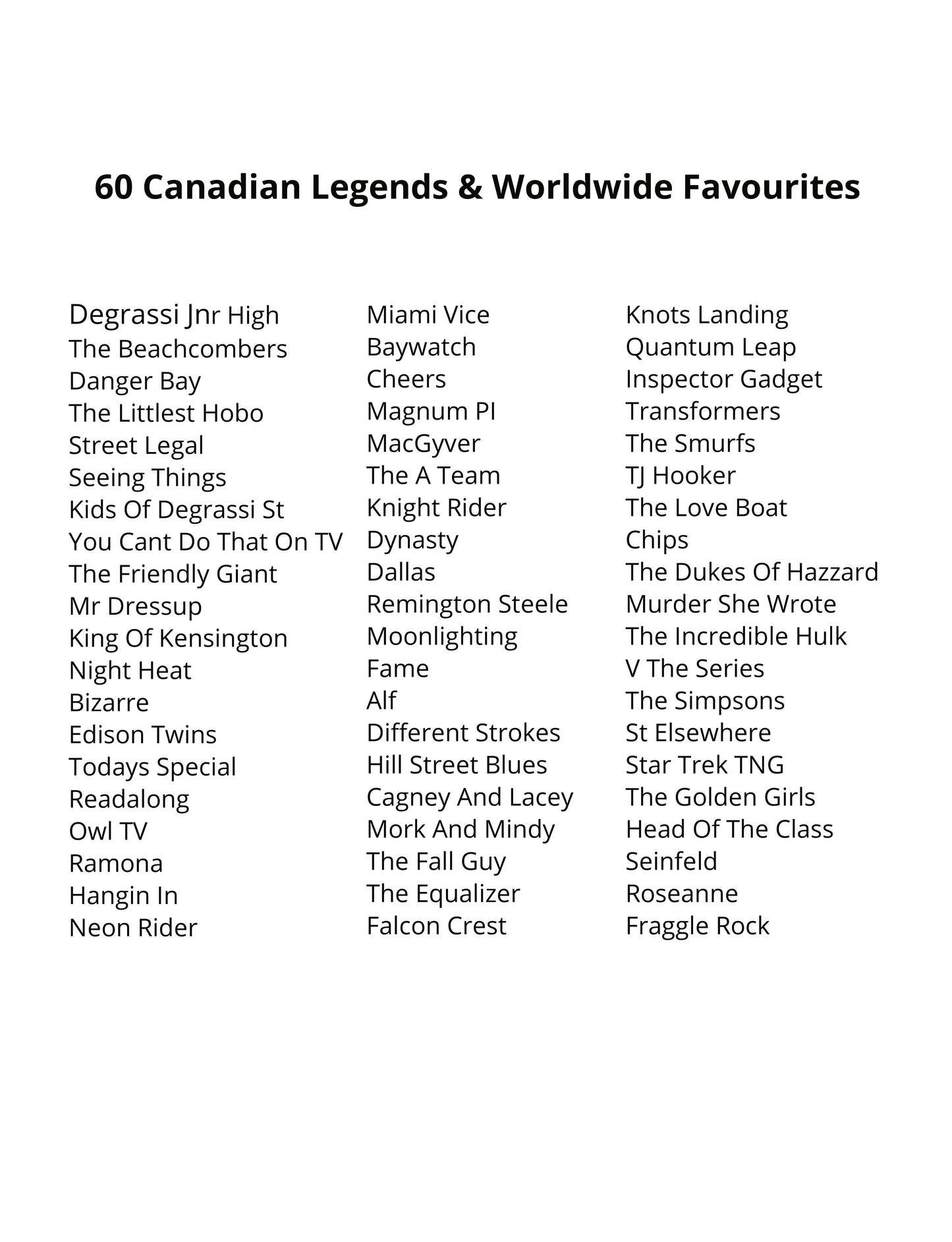 1980s TV Word Search Large Print Canadian Edition