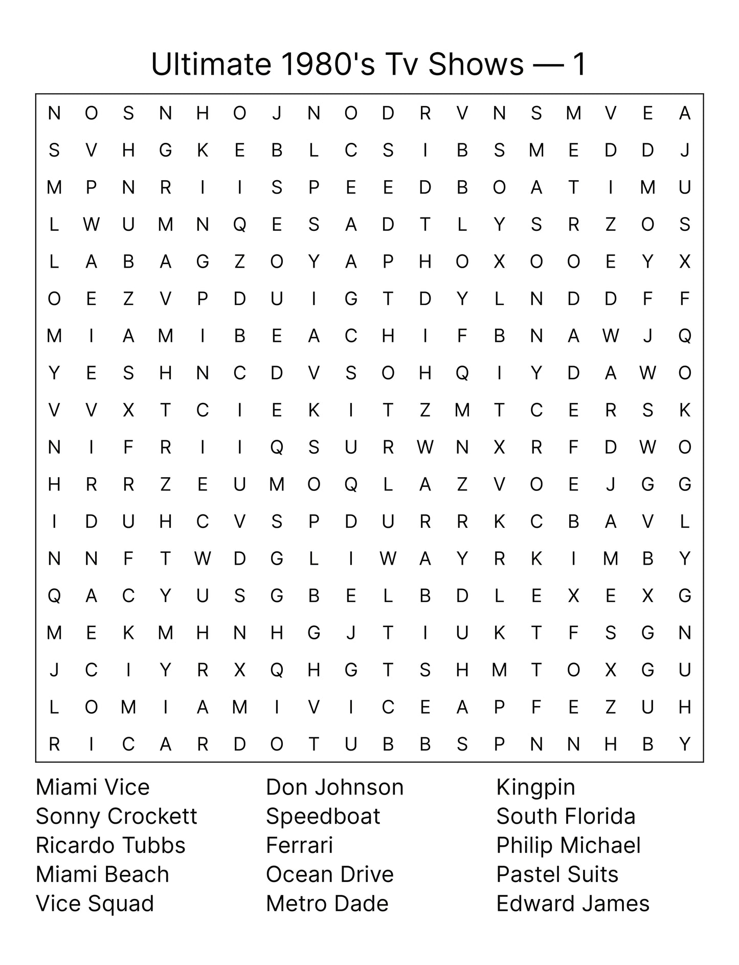 1980s TV Shows Word Search Puzzles Large Print USA Edition