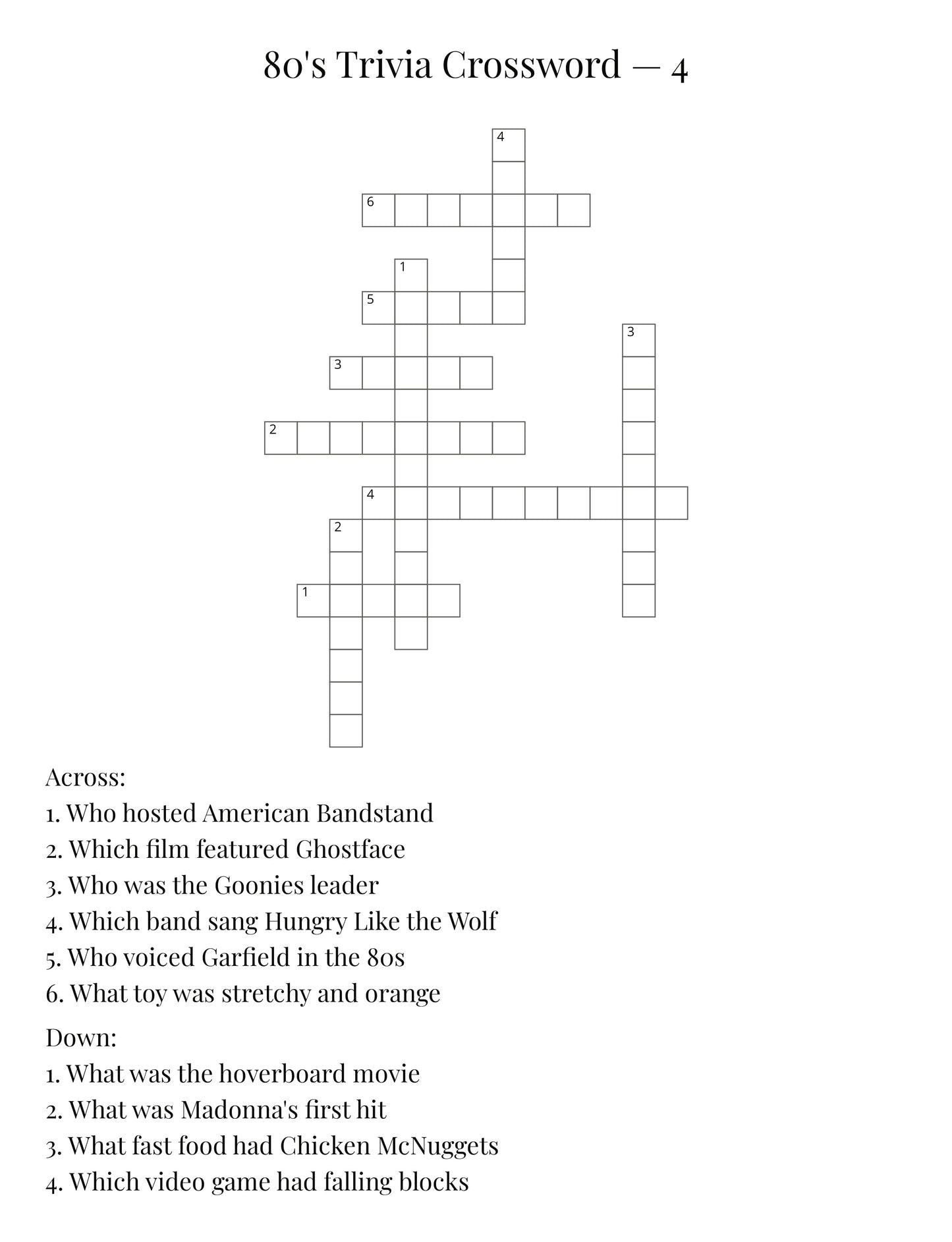 80s Trivia Crossword Puzzles Large Print Edition: Pop Culture, Movies, Music & TV