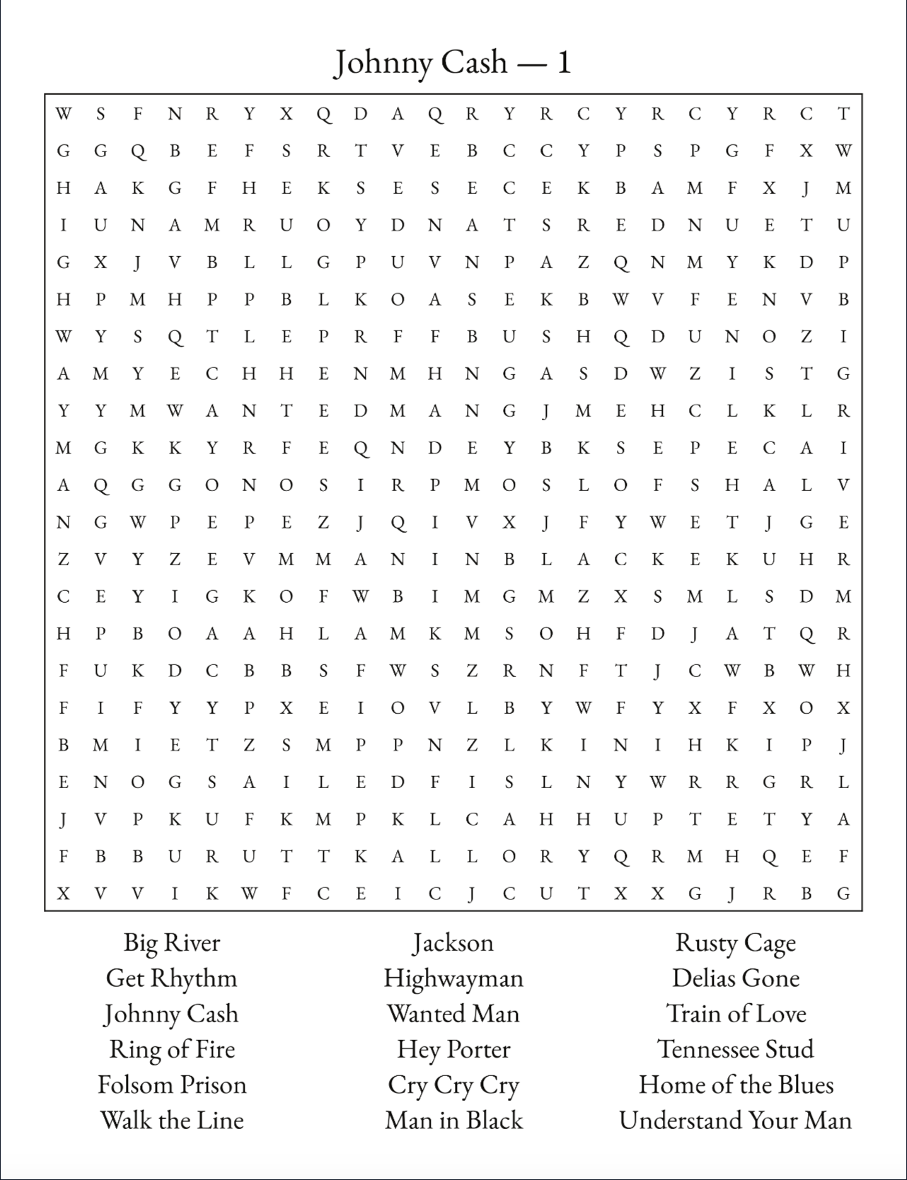05.9 Country Music Word Search