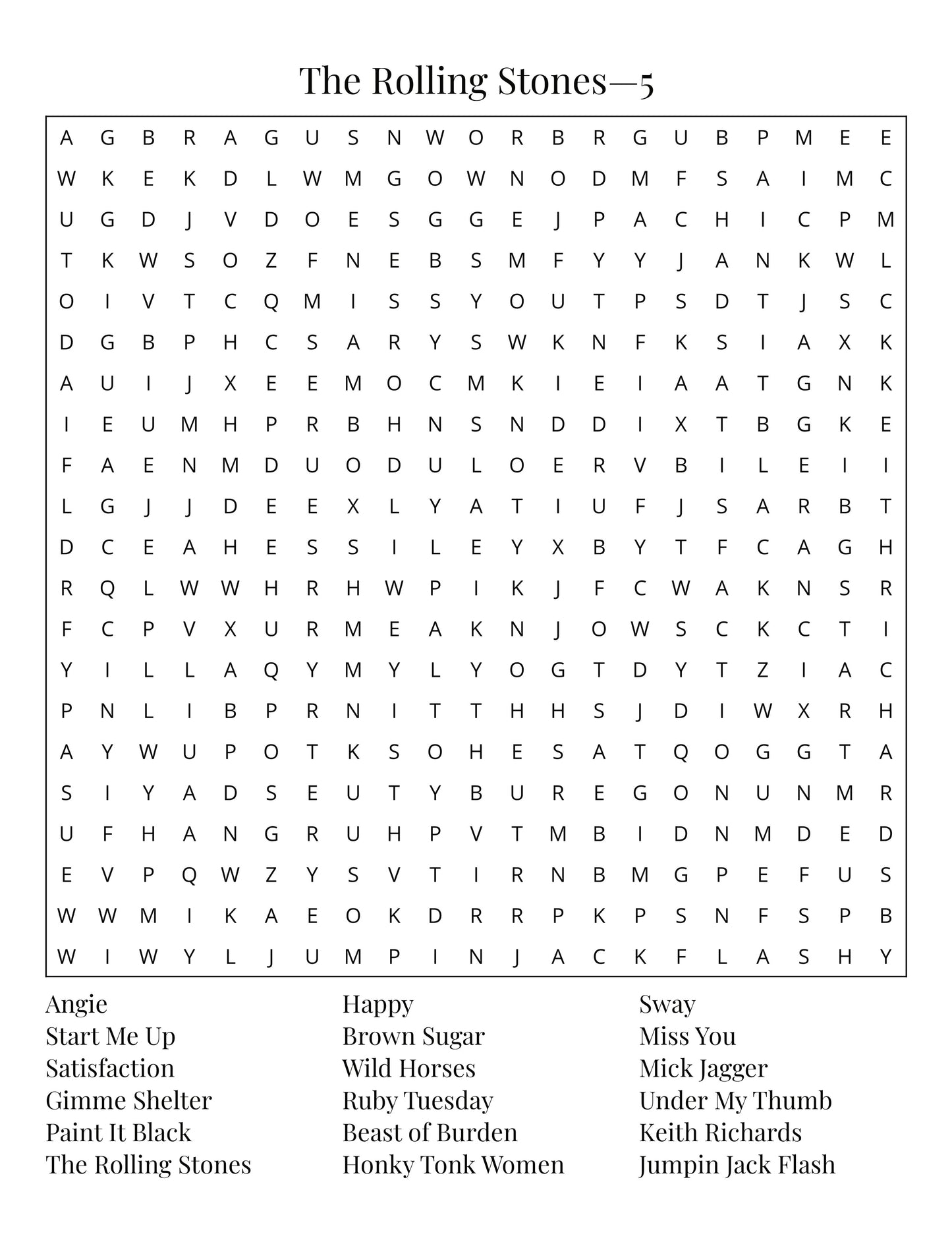 08 Rock Music Word Search – Deluxe Edition (Digital Download, with Trivia)